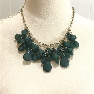 ☀️Forest green teardrop cluster necklace